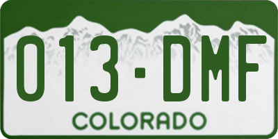 CO license plate 013DMF