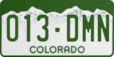 CO license plate 013DMN