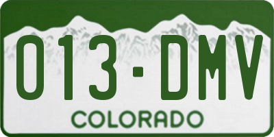 CO license plate 013DMV