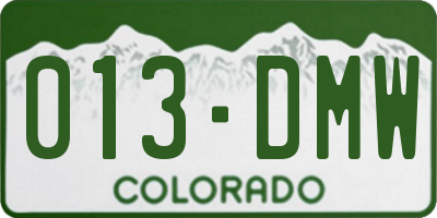 CO license plate 013DMW