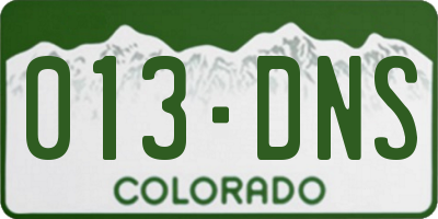 CO license plate 013DNS