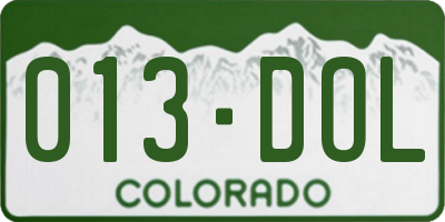 CO license plate 013DOL