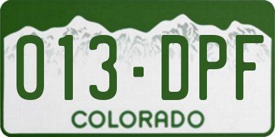 CO license plate 013DPF