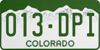 CO license plate 013DPI