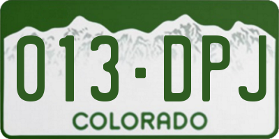 CO license plate 013DPJ