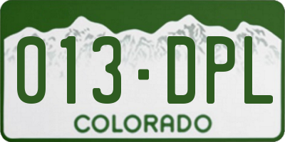 CO license plate 013DPL