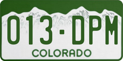 CO license plate 013DPM