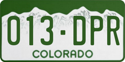 CO license plate 013DPR