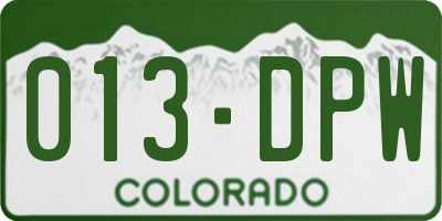 CO license plate 013DPW