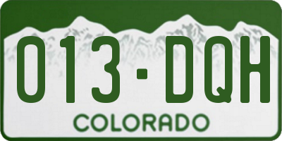CO license plate 013DQH
