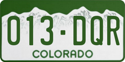 CO license plate 013DQR