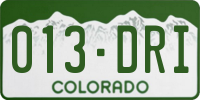 CO license plate 013DRI