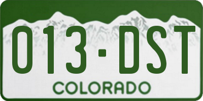 CO license plate 013DST