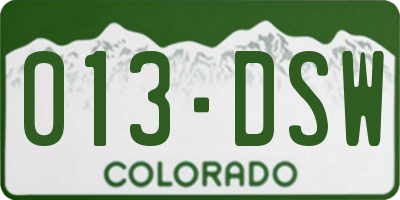 CO license plate 013DSW