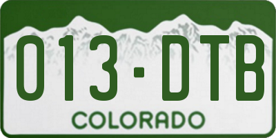 CO license plate 013DTB