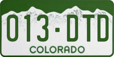 CO license plate 013DTD