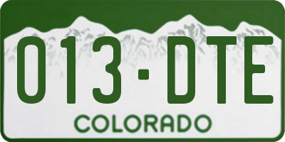 CO license plate 013DTE