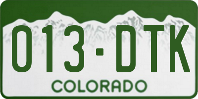 CO license plate 013DTK