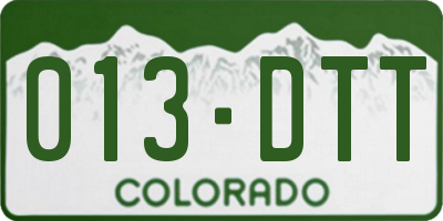 CO license plate 013DTT