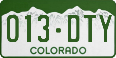 CO license plate 013DTY