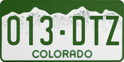 CO license plate 013DTZ