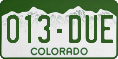 CO license plate 013DUE
