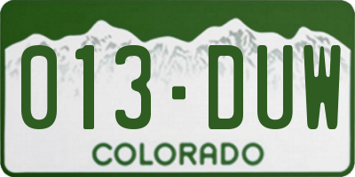 CO license plate 013DUW