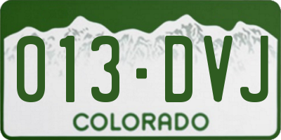 CO license plate 013DVJ