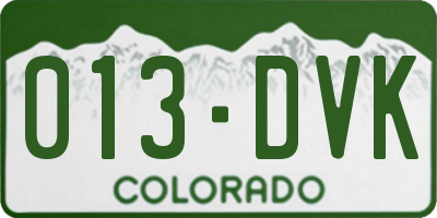 CO license plate 013DVK