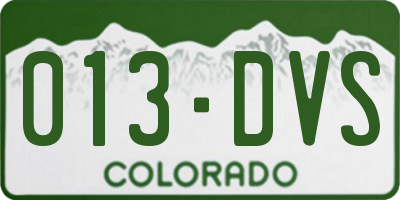 CO license plate 013DVS