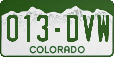 CO license plate 013DVW