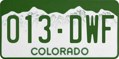 CO license plate 013DWF