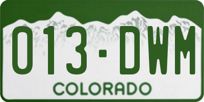 CO license plate 013DWM