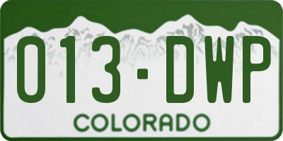 CO license plate 013DWP