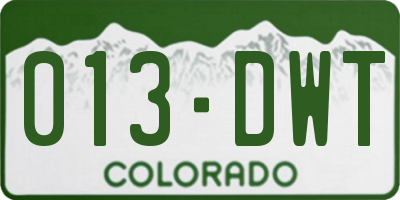 CO license plate 013DWT