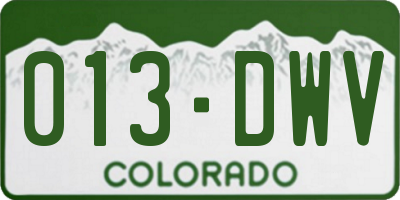 CO license plate 013DWV