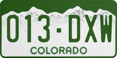 CO license plate 013DXW