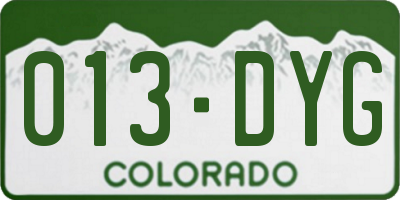 CO license plate 013DYG