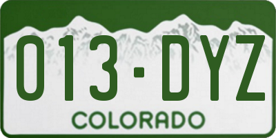 CO license plate 013DYZ