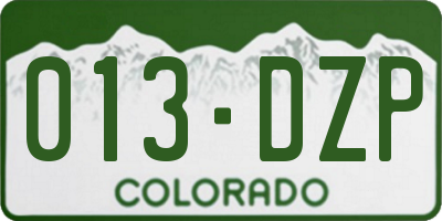 CO license plate 013DZP
