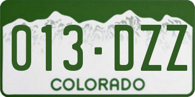 CO license plate 013DZZ