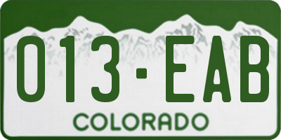 CO license plate 013EAB