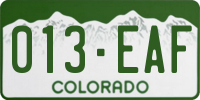 CO license plate 013EAF