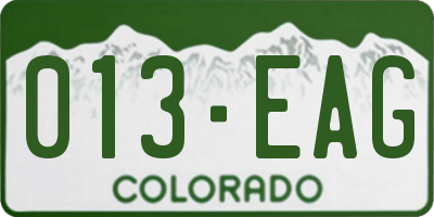 CO license plate 013EAG