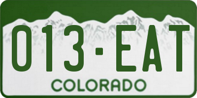 CO license plate 013EAT