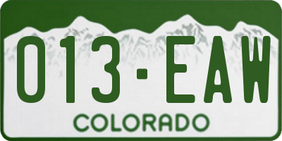 CO license plate 013EAW