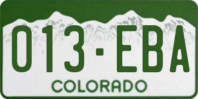 CO license plate 013EBA