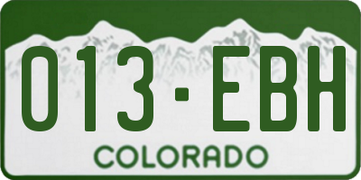 CO license plate 013EBH