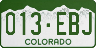CO license plate 013EBJ