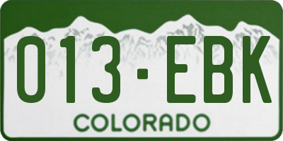 CO license plate 013EBK